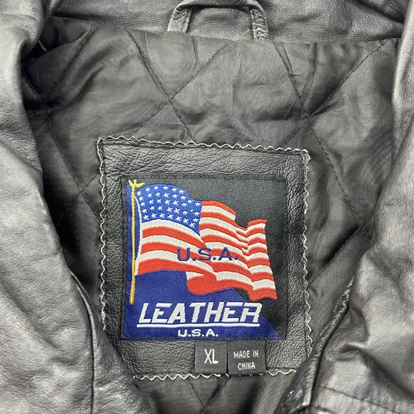 Special Forces Jacket Mens XL Leather Coat Military Patch Skull Green Beret - Picture 7 of 11